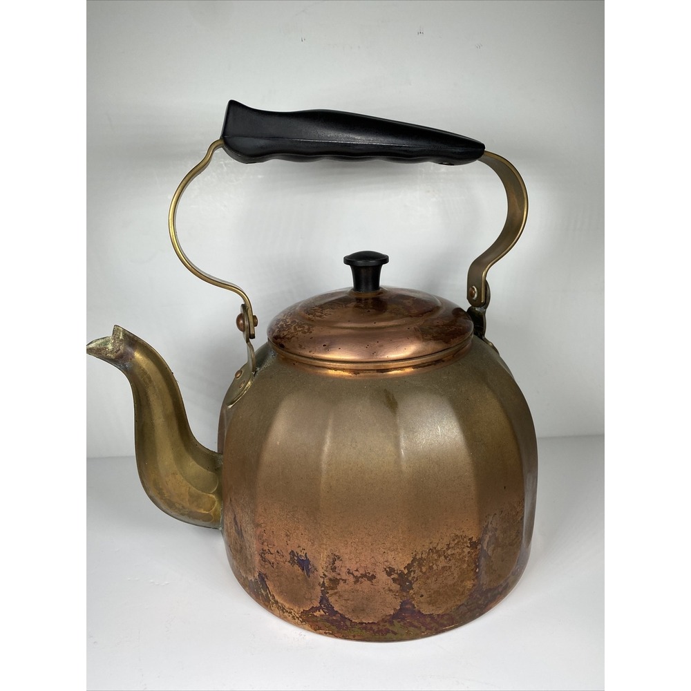 Copper Tea Pot Germany Vintage Mid Century MCM Art Decor Farmhouse‎ Handle